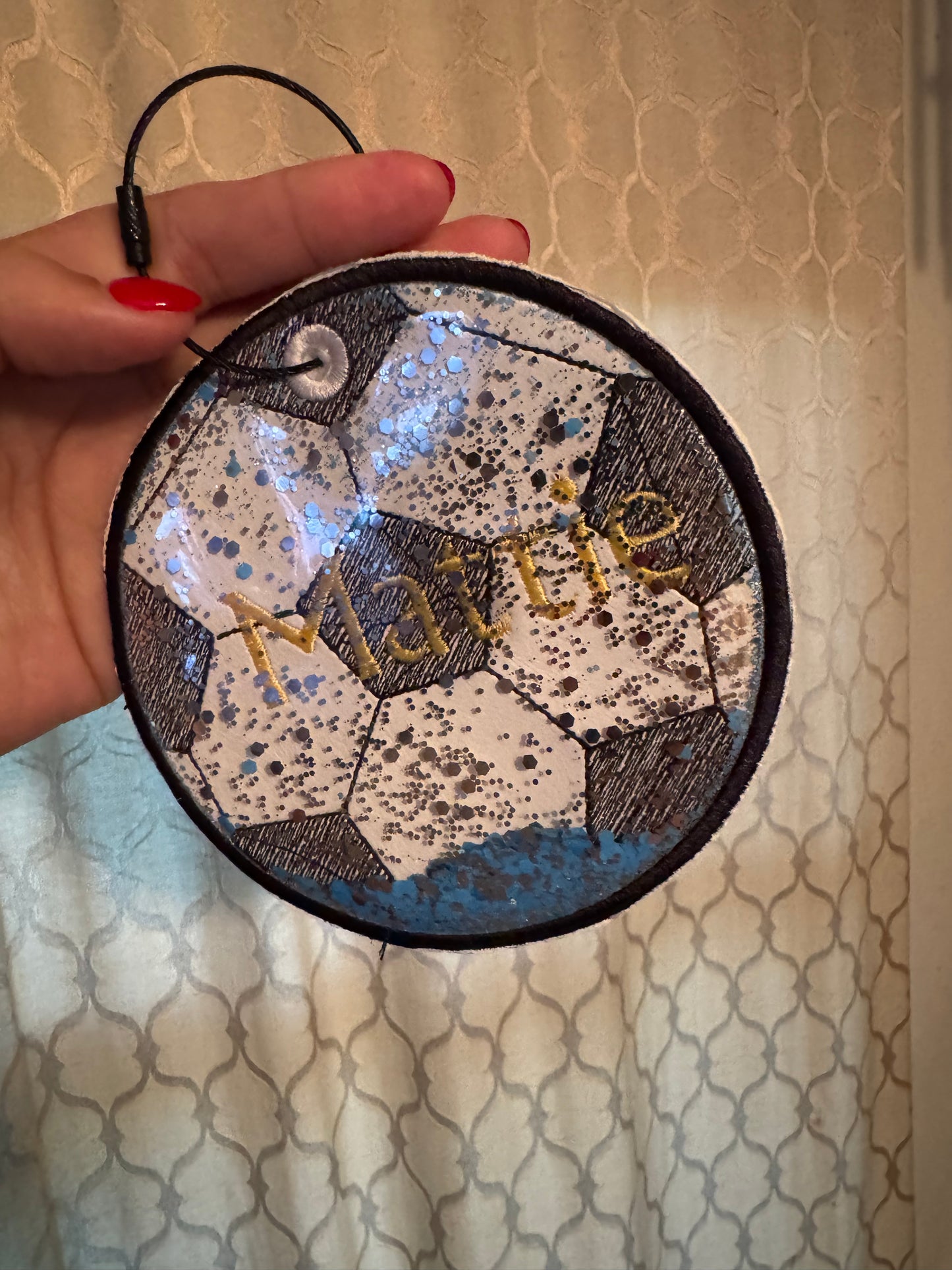 5" Glitter Soccer Bag Tag